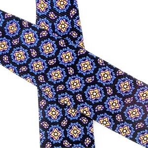 Robert Talbott Silk Bow Tie Blue Purple Yellow Black Woven New